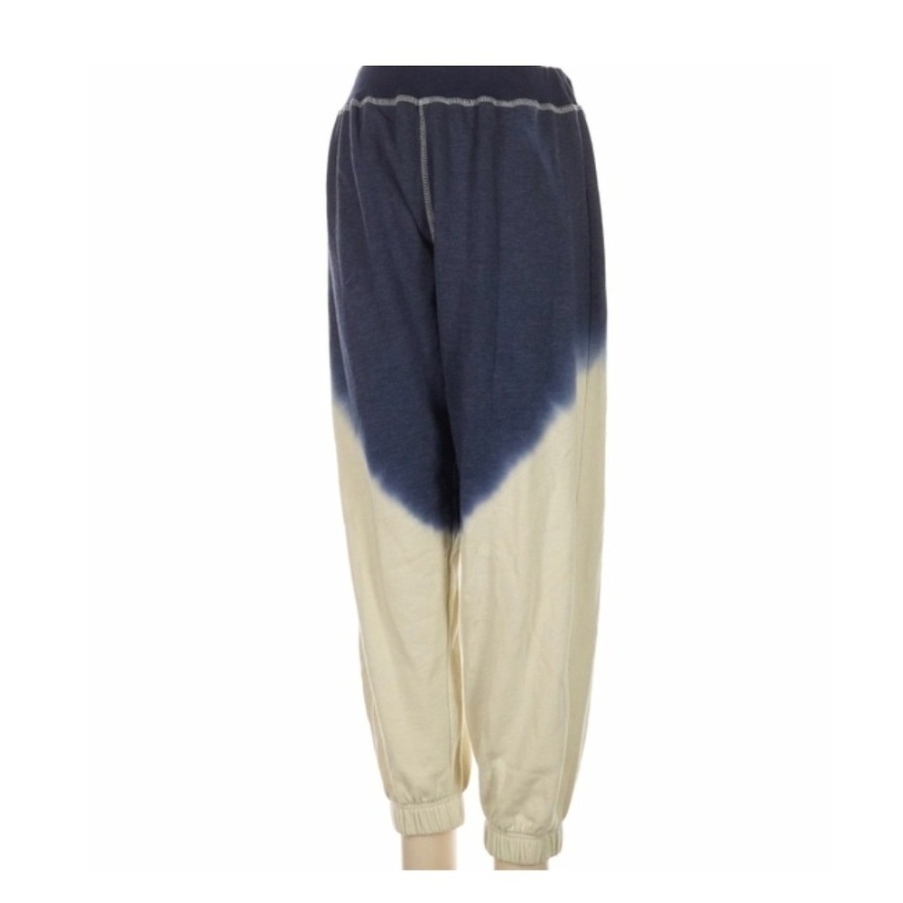 Natural Life Womens Blue Cream Dip Dye Ombre Joggers Boho Relaxed Sweatpants M